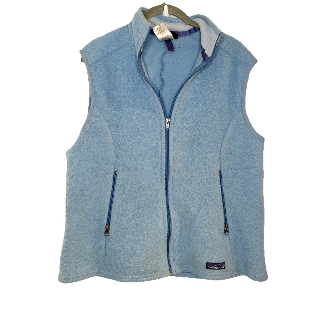 y2K PATAGONIA SYNCHILLA VEST Light Blue Full Front Zip Fleece 2006 Women's L